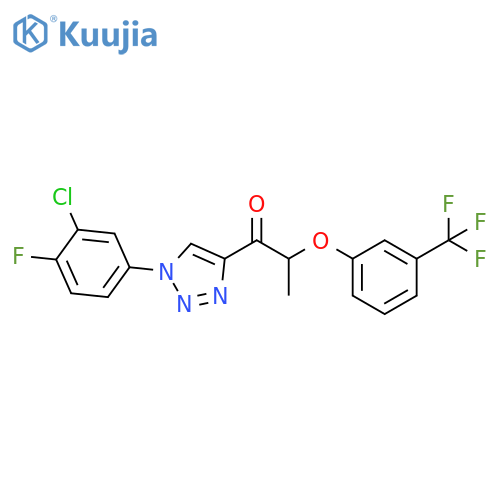 1-[1-(3-chloro-4-fluorophenyl)-1H-1,2,3-triazol-4-yl]-2-[3-(trifluoromethyl)phenoxy]propan-1-one structure