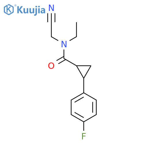 N-(cyanomethyl)-N-ethyl-2-(4-fluorophenyl)cyclopropane-1-carboxamide structure