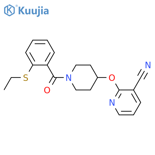 2-({1-[2-(ethylsulfanyl)benzoyl]piperidin-4-yl}oxy)pyridine-3-carbonitrile structure