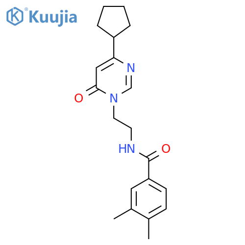 N-2-(4-cyclopentyl-6-oxo-1,6-dihydropyrimidin-1-yl)ethyl-3,4-dimethylbenzamide structure