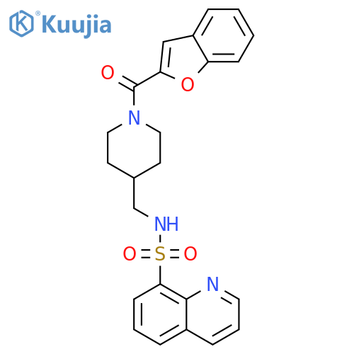 N-{[1-(1-benzofuran-2-carbonyl)piperidin-4-yl]methyl}quinoline-8-sulfonamide structure
