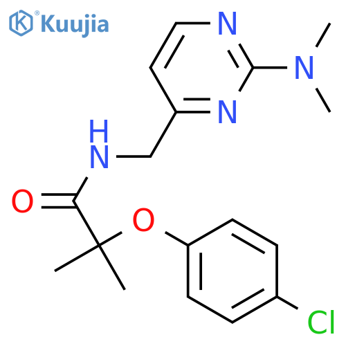 2-(4-chlorophenoxy)-N-{[2-(dimethylamino)pyrimidin-4-yl]methyl}-2-methylpropanamide structure