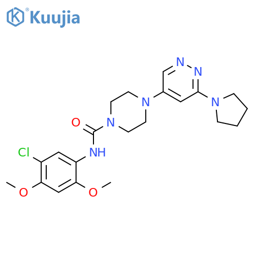 N-(5-chloro-2,4-dimethoxyphenyl)-4-[6-(pyrrolidin-1-yl)pyridazin-4-yl]piperazine-1-carboxamide structure