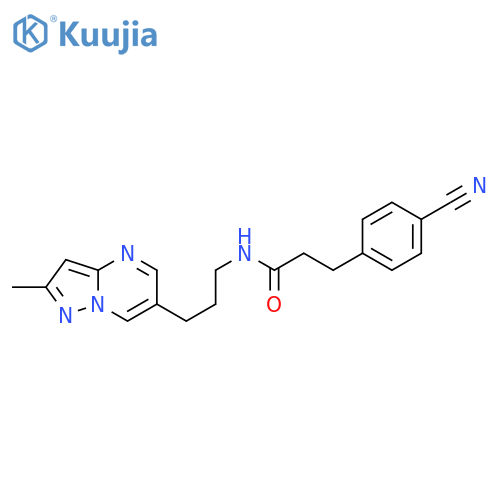 3-(4-cyanophenyl)-N-[3-(2-methylpyrazolo[1,5-a]pyrimidin-6-yl)propyl]propanamide structure