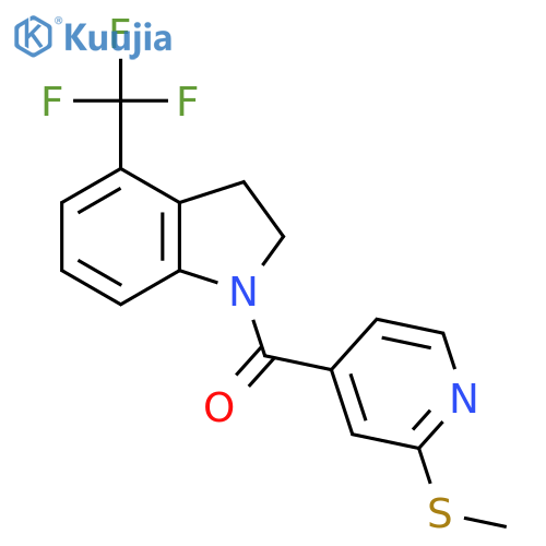 1-[2-(methylsulfanyl)pyridine-4-carbonyl]-4-(trifluoromethyl)-2,3-dihydro-1H-indole structure