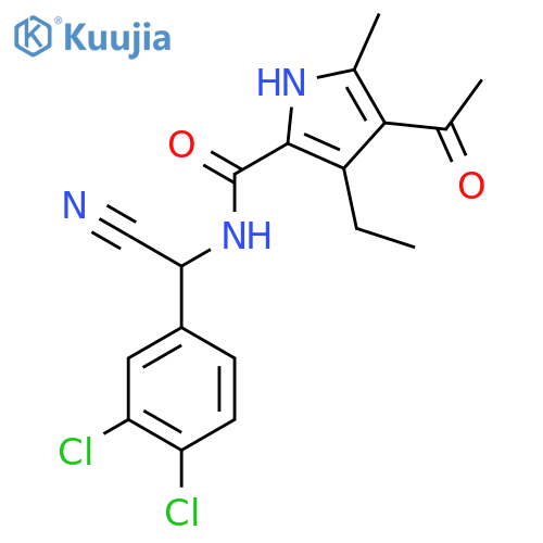 4-acetyl-N-[cyano(3,4-dichlorophenyl)methyl]-3-ethyl-5-methyl-1H-pyrrole-2-carboxamide structure