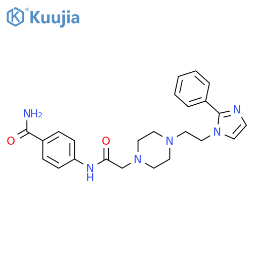 4-(2-{4-[2-(2-phenyl-1H-imidazol-1-yl)ethyl]piperazin-1-yl}acetamido)benzamide structure