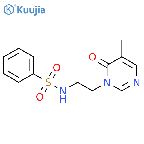 N-[2-(5-methyl-6-oxo-1,6-dihydropyrimidin-1-yl)ethyl]benzenesulfonamide structure