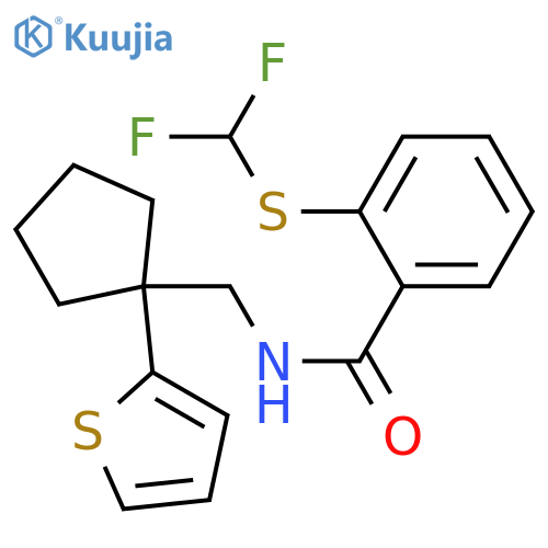 2-(difluoromethyl)sulfanyl-N-{1-(thiophen-2-yl)cyclopentylmethyl}benzamide structure