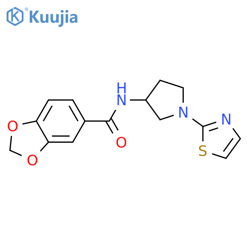 N-[1-(1,3-thiazol-2-yl)pyrrolidin-3-yl]-2H-1,3-benzodioxole-5-carboxamide structure