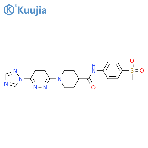N-[4-(Methylsulfonyl)phenyl]-1-[6-(1H-1,2,4-triazol-1-yl)-3-pyridazinyl]-4-piperidinecarboxamide structure