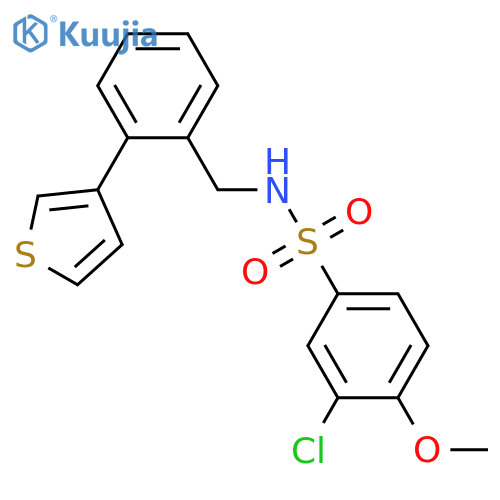 3-chloro-4-methoxy-N-[(2-thiophen-3-ylphenyl)methyl]benzenesulfonamide structure