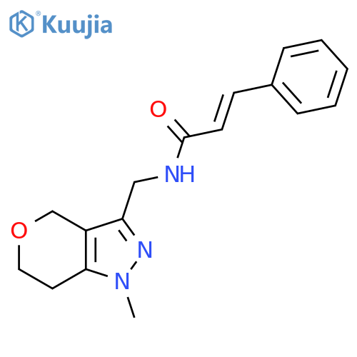 (2E)-N-({1-methyl-1H,4H,6H,7H-pyrano4,3-cpyrazol-3-yl}methyl)-3-phenylprop-2-enamide structure