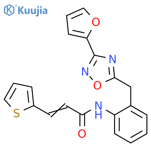 (2E)-N-(2-{[3-(furan-2-yl)-1,2,4-oxadiazol-5-yl]methyl}phenyl)-3-(thiophen-2-yl)prop-2-enamide structure