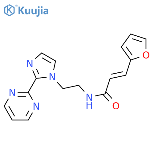 (2E)-3-(furan-2-yl)-N-{2-[2-(pyrimidin-2-yl)-1H-imidazol-1-yl]ethyl}prop-2-enamide structure