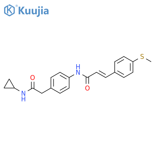 (2E)-N-{4-(cyclopropylcarbamoyl)methylphenyl}-3-4-(methylsulfanyl)phenylprop-2-enamide structure