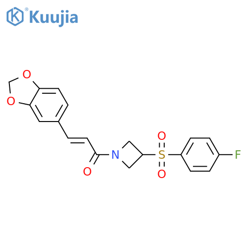 (2E)-3-(2H-1,3-benzodioxol-5-yl)-1-[3-(4-fluorobenzenesulfonyl)azetidin-1-yl]prop-2-en-1-one structure
