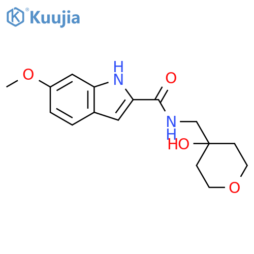 N-[(4-hydroxyoxan-4-yl)methyl]-6-methoxy-1H-indole-2-carboxamide structure