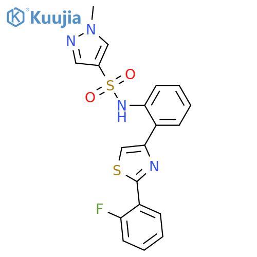 N-[2-[2-(2-fluorophenyl)-1,3-thiazol-4-yl]phenyl]-1-methylpyrazole-4-sulfonamide structure