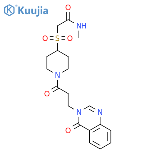N-methyl-2-({1-[3-(4-oxo-3,4-dihydroquinazolin-3-yl)propanoyl]piperidin-4-yl}sulfonyl)acetamide structure