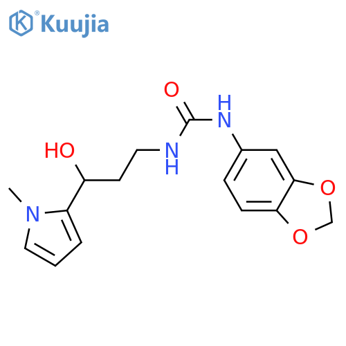 1-(2H-1,3-benzodioxol-5-yl)-3-[3-hydroxy-3-(1-methyl-1H-pyrrol-2-yl)propyl]urea structure