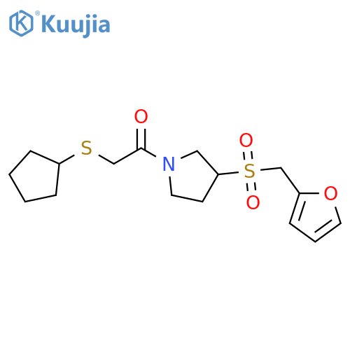 2-(cyclopentylsulfanyl)-1-{3-[(furan-2-yl)methanesulfonyl]pyrrolidin-1-yl}ethan-1-one structure