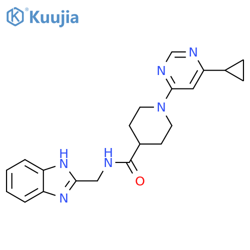 N-[(1H-1,3-benzodiazol-2-yl)methyl]-1-(6-cyclopropylpyrimidin-4-yl)piperidine-4-carboxamide structure