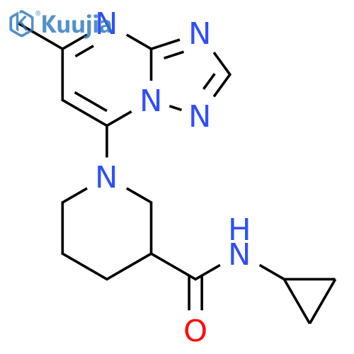 N-cyclopropyl-1-{5-methyl-[1,2,4]triazolo[1,5-a]pyrimidin-7-yl}piperidine-3-carboxamide structure