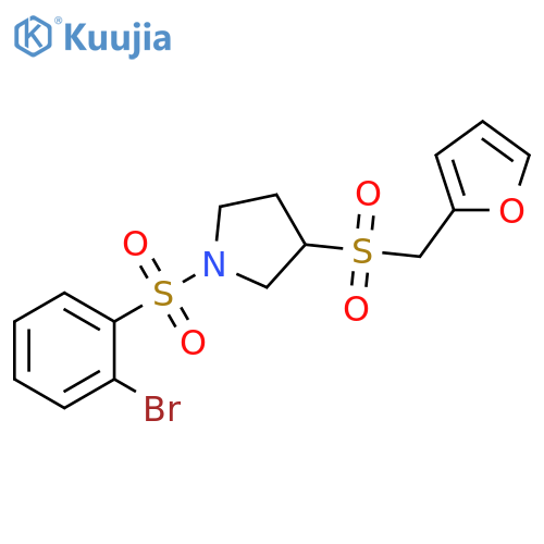 1-(2-bromobenzenesulfonyl)-3-[(furan-2-yl)methanesulfonyl]pyrrolidine structure
