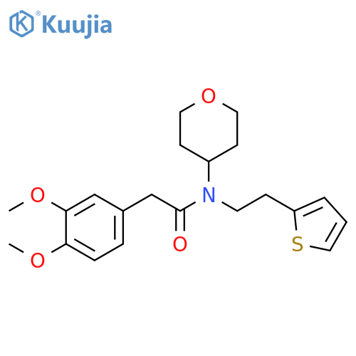 2-(3,4-dimethoxyphenyl)-N-(oxan-4-yl)-N-[2-(thiophen-2-yl)ethyl]acetamide structure