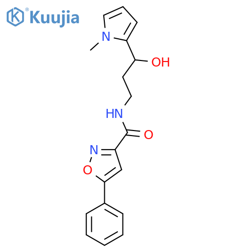 N-[3-hydroxy-3-(1-methyl-1H-pyrrol-2-yl)propyl]-5-phenyl-1,2-oxazole-3-carboxamide structure