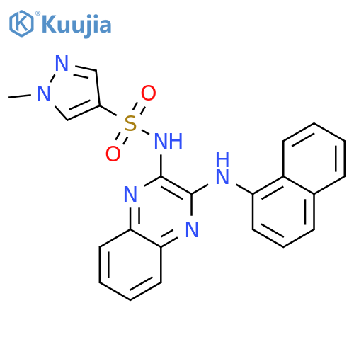 1-methyl-N-{3-[(naphthalen-1-yl)amino]quinoxalin-2-yl}-1H-pyrazole-4-sulfonamide structure