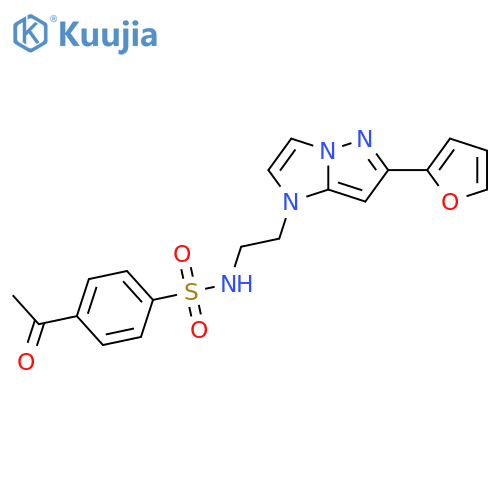 4-acetyl-N-{2-[6-(furan-2-yl)-1H-pyrazolo[1,5-a]imidazol-1-yl]ethyl}benzene-1-sulfonamide structure