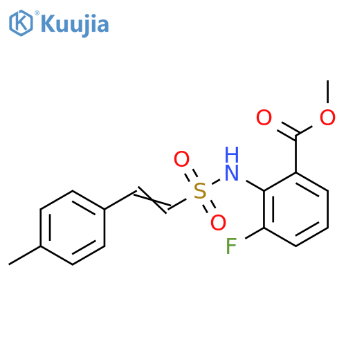 Benzoic acid, 3-fluoro-2-[[[2-(4-methylphenyl)ethenyl]sulfonyl]amino]-, methyl ester structure