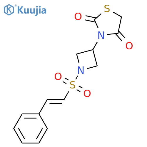 3-[1-[(E)-2-phenylethenyl]sulfonylazetidin-3-yl]-1,3-thiazolidine-2,4-dione structure