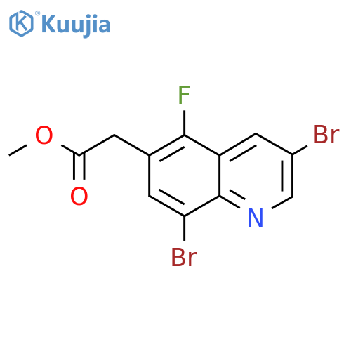 Methyl 2-(3,8-dibromo-5-fluoroquinolin-6-yl)acetate structure