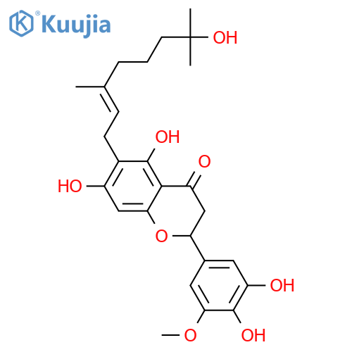 6-(3,7-Dimethyl-2,6-octadienyl)-3',4',5,5',7-pentahydroxyflavanone; ((±),E)-form, 6'',7''-Dihydro, 7''-hydroxy, 3'-Me ether structure