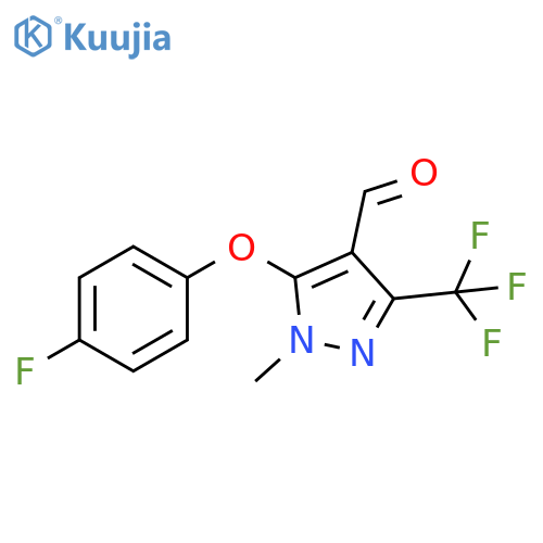 1H-Pyrazole-4-carboxaldehyde, 5-(4-fluorophenoxy)-1-methyl-3-(trifluoromethyl)- structure