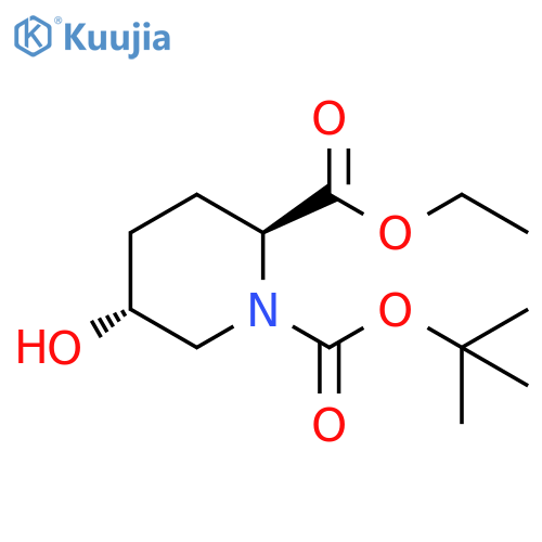 1,2-Piperidinedicarboxylic acid, 5-hydroxy-, 1-(1,1-dimethylethyl) 2-ethyl ester, (2S,5R)- structure