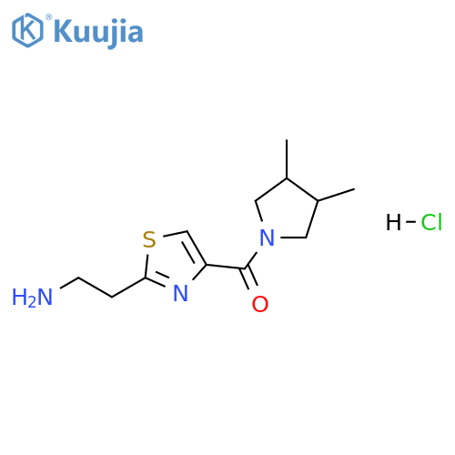 2-[4-(3,4-Dimethylpyrrolidine-1-carbonyl)-1,3-thiazol-2-yl]ethan-1-amine hydrochloride structure