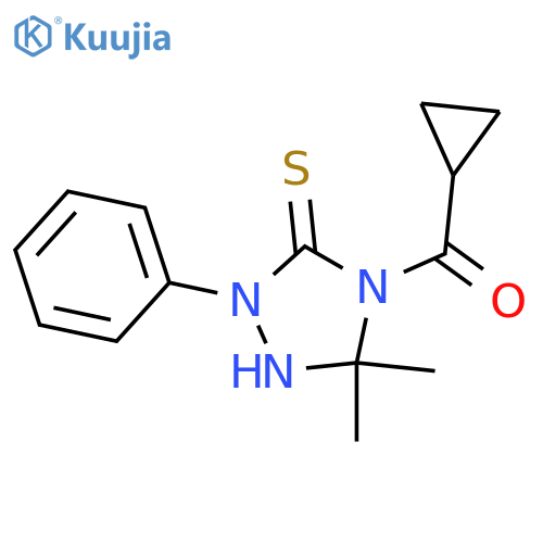 Methanone, cyclopropyl(3,3-dimethyl-1-phenyl-5-thioxo-1,2,4-triazolidin-4-yl)- structure