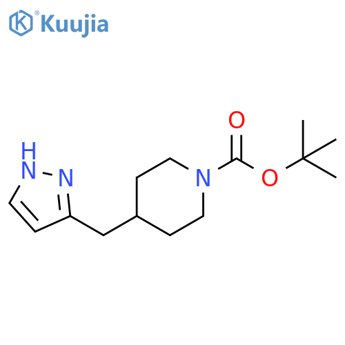 1-Piperidinecarboxylic acid, 4-(1H-pyrazol-3-ylmethyl)-, 1,1-dimethylethyl ester structure