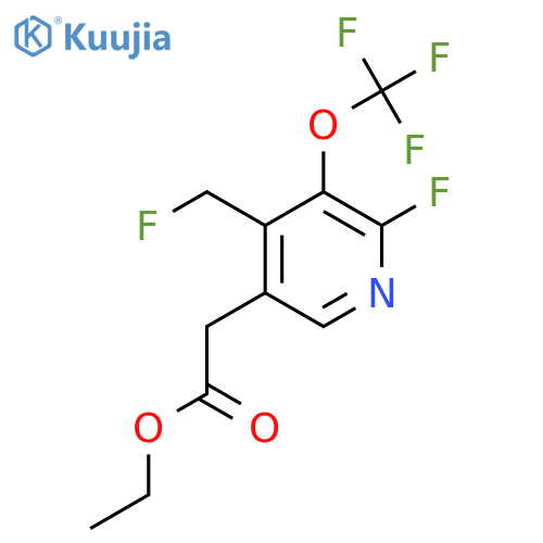 Ethyl 2-fluoro-4-(fluoromethyl)-3-(trifluoromethoxy)pyridine-5-acetate structure