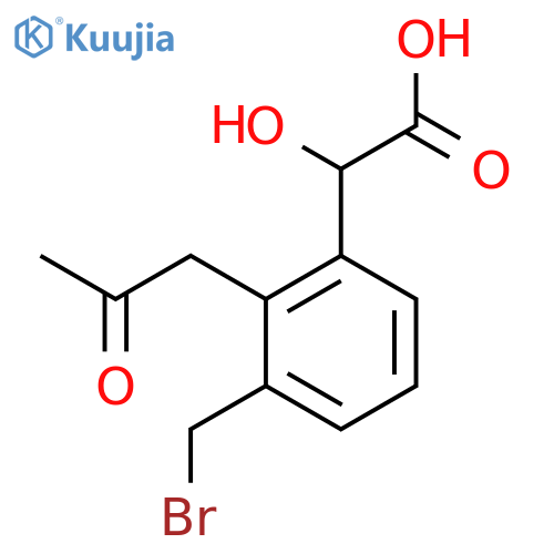 3-(Bromomethyl)-2-(2-oxopropyl)mandelic acid structure