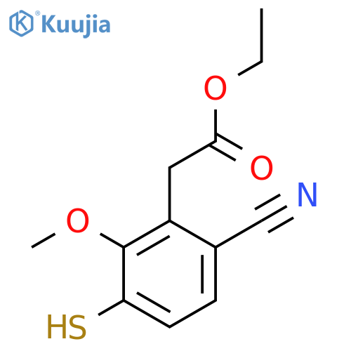 Ethyl 6-cyano-3-mercapto-2-methoxyphenylacetate structure