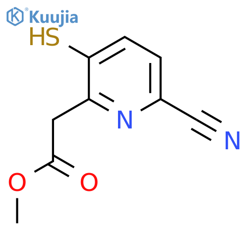 Methyl 6-cyano-3-mercaptopyridine-2-acetate structure