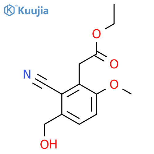 Ethyl 2-cyano-3-hydroxymethyl-6-methoxyphenylacetate structure