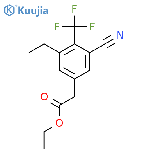 Ethyl 3-cyano-5-ethyl-4-(trifluoromethyl)phenylacetate structure