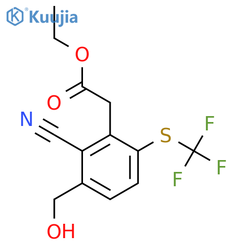 Ethyl 2-cyano-3-hydroxymethyl-6-(trifluoromethylthio)phenylacetate structure