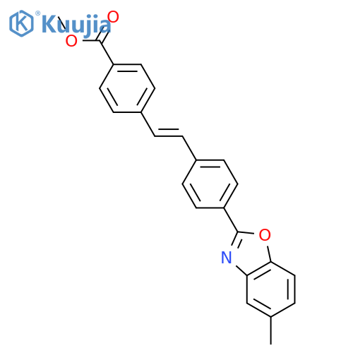 Benzoic acid,4-[2-[4-(5-methyl-2-benzoxazolyl)phenyl]ethenyl]-, methyl ester structure